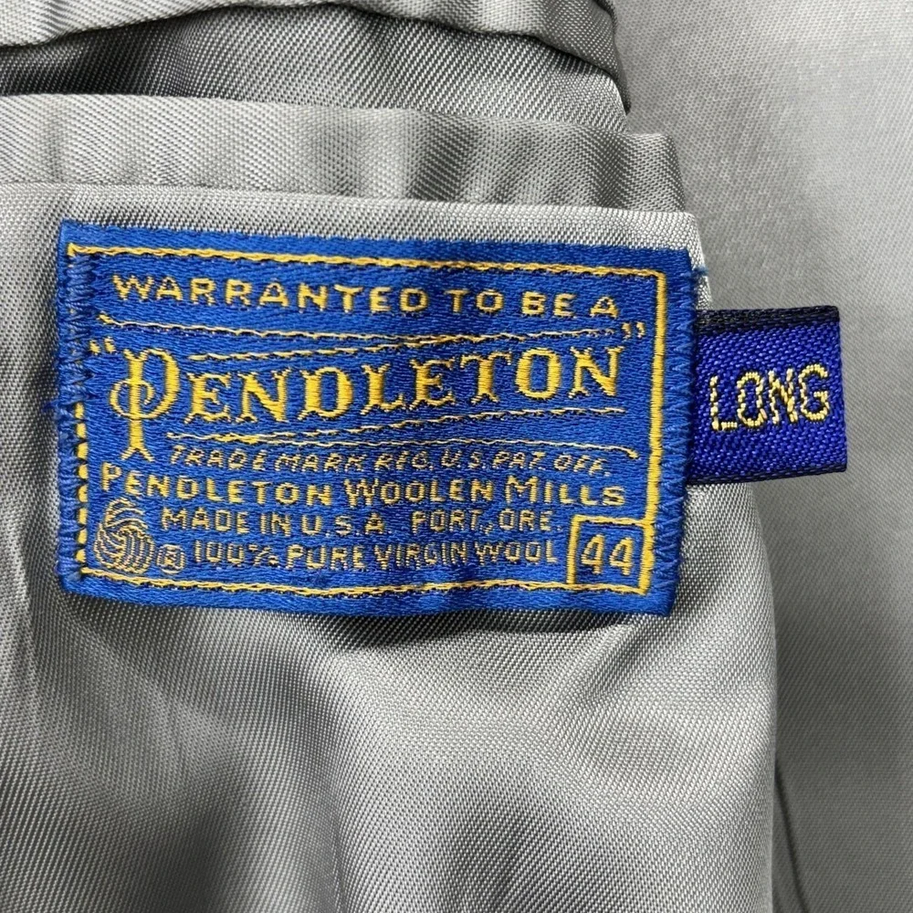 Vintage Pendleton Blazer Mens 44 Long Gray Tweed Wool Elbow Patch Made USA‎ 80s